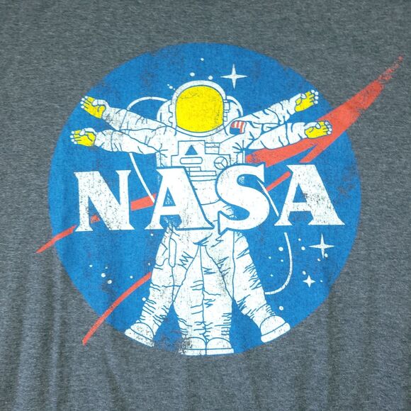 V Fifth Sun NASA Vitruvian Man TShirt Gray Mens Large Astronaut Graphic DaVinci - Picture 3 of 6